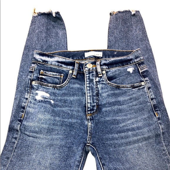 LOFT high waist skinny ankle jeans size 0/25 - Picture 3 of 11
